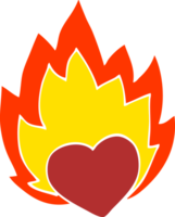 dessin animé doodle coeur enflammé png