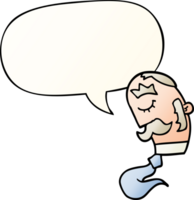 cartoon man with mustache with speech bubble in smooth gradient style png