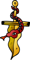 cartoon doodle dagger and snake tattoo png