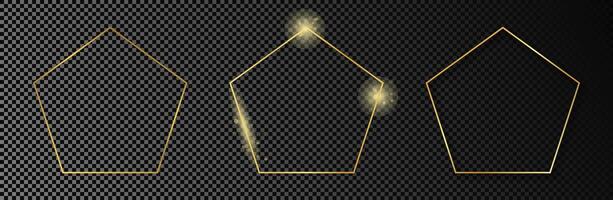 oro brillante pentágono forma marco vector
