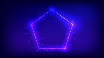 Neon frame in pentagon form with shining effects vector