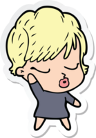 sticker of a cartoon woman with eyes shut png