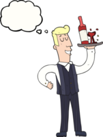 hand drawn thought bubble cartoon waiter png