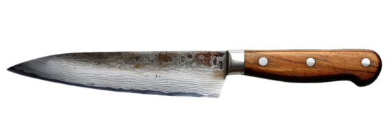 ai generado un de cerca de un del chef cuchillo, aislado en transparente fondo, cocina y cocinero herramienta concepto. png