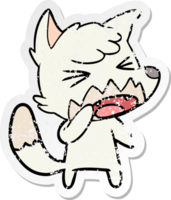 distressed sticker of a angry cartoon fox png