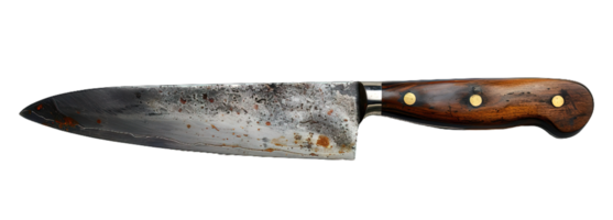 AI generated A close-up of a Chef's Knife, isolated on transparent background, kitchen and chef tool concept. png