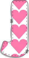 Pink Heart Alphabet, Valentine Doodle Letter J png