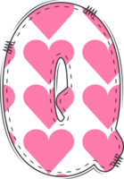 rosado corazón alfabeto, enamorado garabatear letra q png