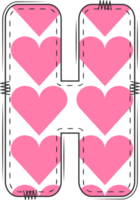 Pink Heart Alphabet, Valentine Doodle Letter H png