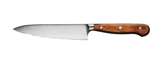 ai generado un de cerca de un del chef cuchillo, aislado en transparente fondo, cocina y cocinero herramienta concepto. png