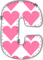 Pink Heart Alphabet, Valentine Doodle Letter C png