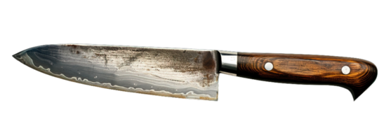 AI generated A close-up of a Chef's Knife, isolated on transparent background, kitchen and chef tool concept. png