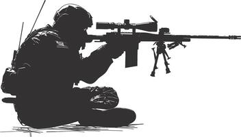 AI generated Silhouette sniper aiming at target black color only vector
