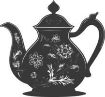 AI generated Silhouette teapot black color only full vector