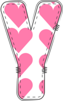 rosado corazón alfabeto, enamorado garabatear letra y png