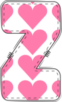 Pink Heart Alphabet, Valentine Doodle Letter Z png