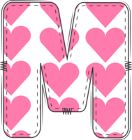 roze hart alfabet, Valentijn tekening brief m png