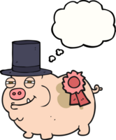 hand drawn thought bubble cartoon prize winning pig png