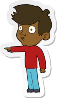 sticker of a cartoon pointing boy png