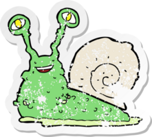 retro distressed sticker of a cartoon snail png