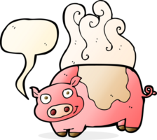 tecknad serie gris med Tal bubbla png