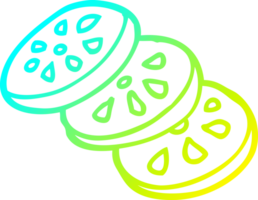 cold gradient line drawing of a cartoon lemon slices png