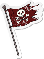 main tiré affligé autocollant dessin animé griffonnage de une pirates drapeau png