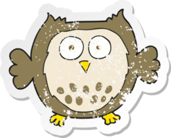 retro distressed sticker of a cartoon owl png