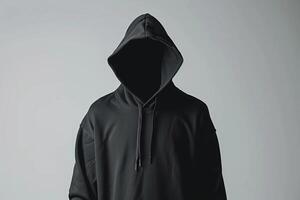 AI generated Blank Black Hoodie Mockup photo