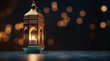 AI generated Realistic Islamic Background With Decorative Lantern photo