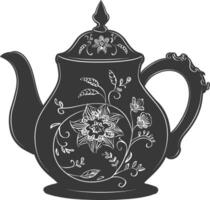 AI generated Silhouette teapot black color only full vector