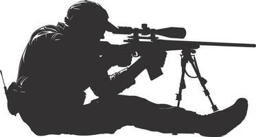 AI generated Silhouette sniper aiming at target black color only vector