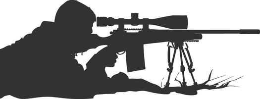 AI generated Silhouette sniper aiming at target black color only vector