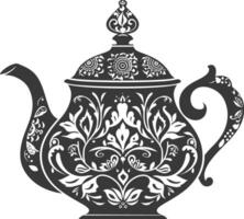 AI generated Silhouette teapot black color only full vector