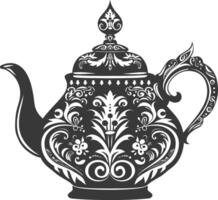 AI generated Silhouette teapot black color only full vector