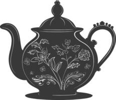 AI generated Silhouette teapot black color only full vector