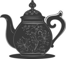 AI generated Silhouette teapot black color only full vector