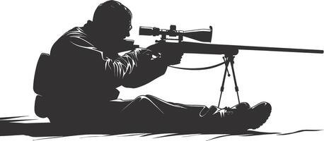 AI generated Silhouette sniper aiming at target black color only vector