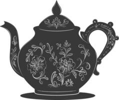 AI generated Silhouette teapot black color only full vector