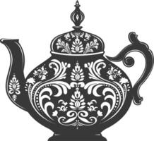 AI generated Silhouette teapot black color only full vector