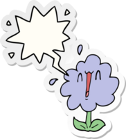 desenho animado flor com discurso bolha adesivo png