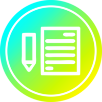 document and pencil circular icon with cool gradient finish png