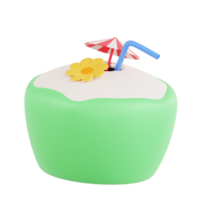 bebida de coco ilustración 3d png