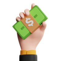 Hand Holding Cash 3D Illustration png