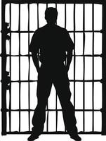 AI generated Silhouette prisoner in jail black color only full body vector