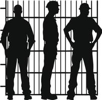 AI generated Silhouette prisoner in jail black color only full body vector