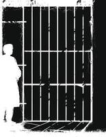 AI generated Silhouette prisoner in jail black color only full body vector