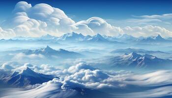 AI generated Mountain peak in the sky, nature beauty high up generated by AI photo