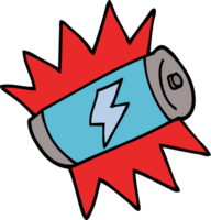 cartoon doodle fully charged battery png