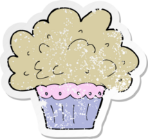 autocollant rétro en détresse d'un grand cupcake de dessin animé png